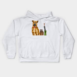 Black mouth cur dog breed drawing Kids Hoodie